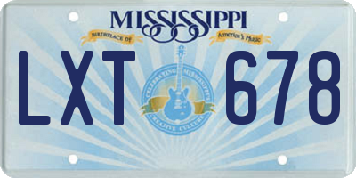 MS license plate LXT678