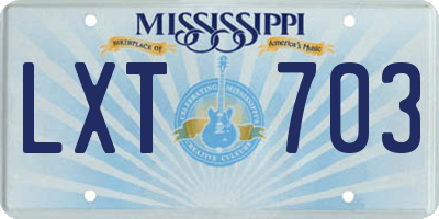 MS license plate LXT703