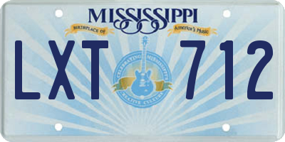 MS license plate LXT712