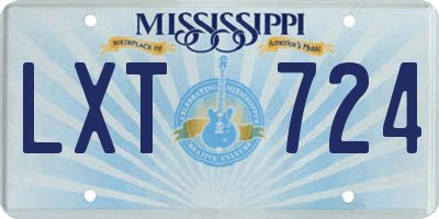 MS license plate LXT724