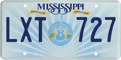 MS license plate LXT727