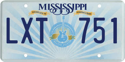MS license plate LXT751