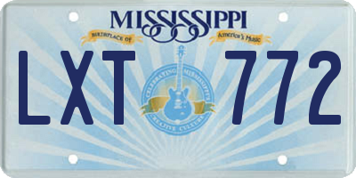 MS license plate LXT772