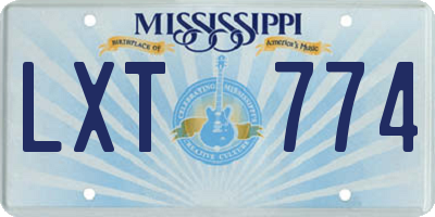 MS license plate LXT774