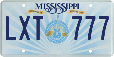 MS license plate LXT777