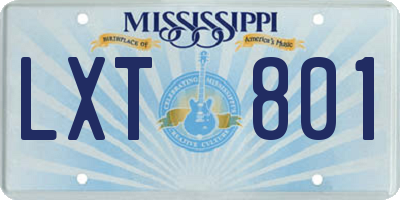 MS license plate LXT801
