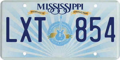 MS license plate LXT854