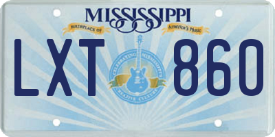 MS license plate LXT860