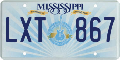 MS license plate LXT867