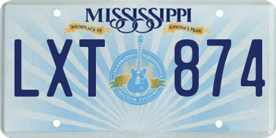 MS license plate LXT874