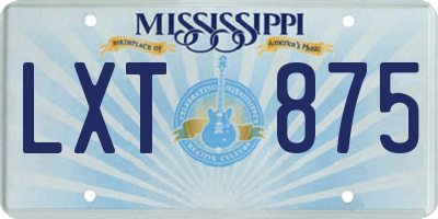 MS license plate LXT875