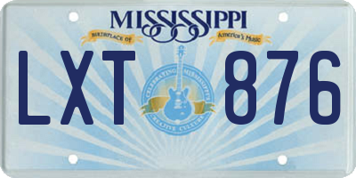 MS license plate LXT876