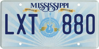 MS license plate LXT880