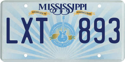 MS license plate LXT893