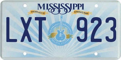 MS license plate LXT923