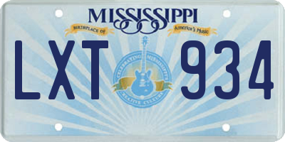 MS license plate LXT934