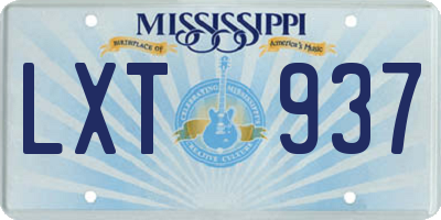 MS license plate LXT937