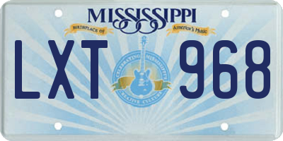 MS license plate LXT968
