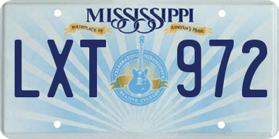 MS license plate LXT972