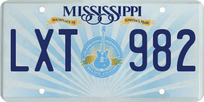 MS license plate LXT982