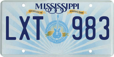 MS license plate LXT983