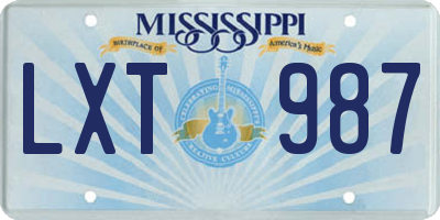 MS license plate LXT987