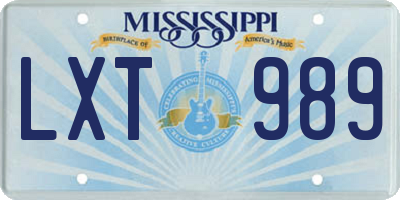 MS license plate LXT989