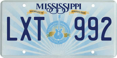 MS license plate LXT992