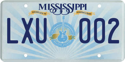 MS license plate LXU002