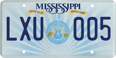MS license plate LXU005