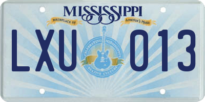 MS license plate LXU013