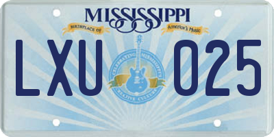 MS license plate LXU025