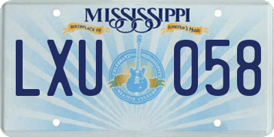 MS license plate LXU058