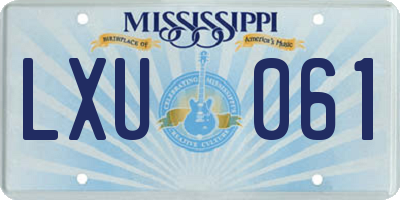 MS license plate LXU061
