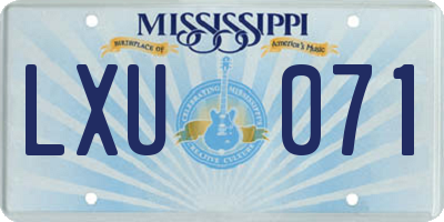 MS license plate LXU071