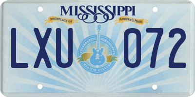 MS license plate LXU072