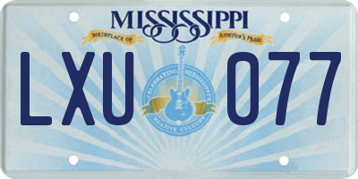 MS license plate LXU077