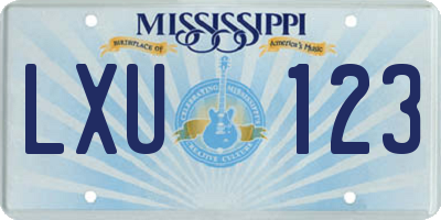 MS license plate LXU123