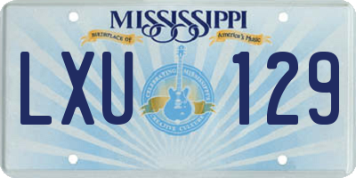 MS license plate LXU129