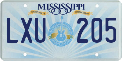 MS license plate LXU205