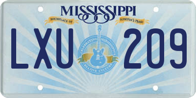 MS license plate LXU209