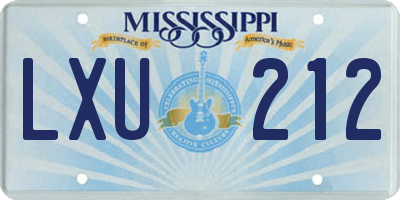 MS license plate LXU212
