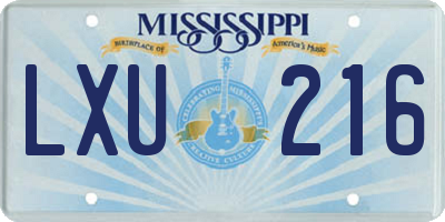 MS license plate LXU216