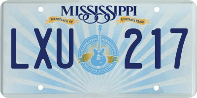 MS license plate LXU217