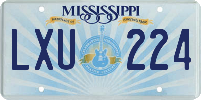 MS license plate LXU224
