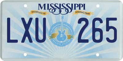 MS license plate LXU265