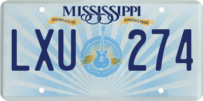 MS license plate LXU274