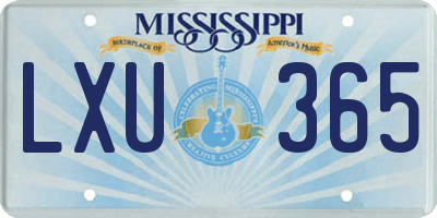 MS license plate LXU365