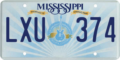 MS license plate LXU374