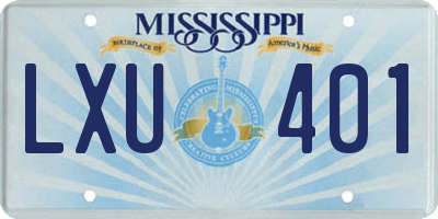 MS license plate LXU401